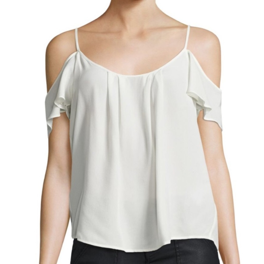 Joie cold shoulder white silk top